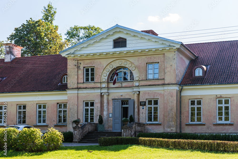 Jaunauce manor in sunny day, Latvia.