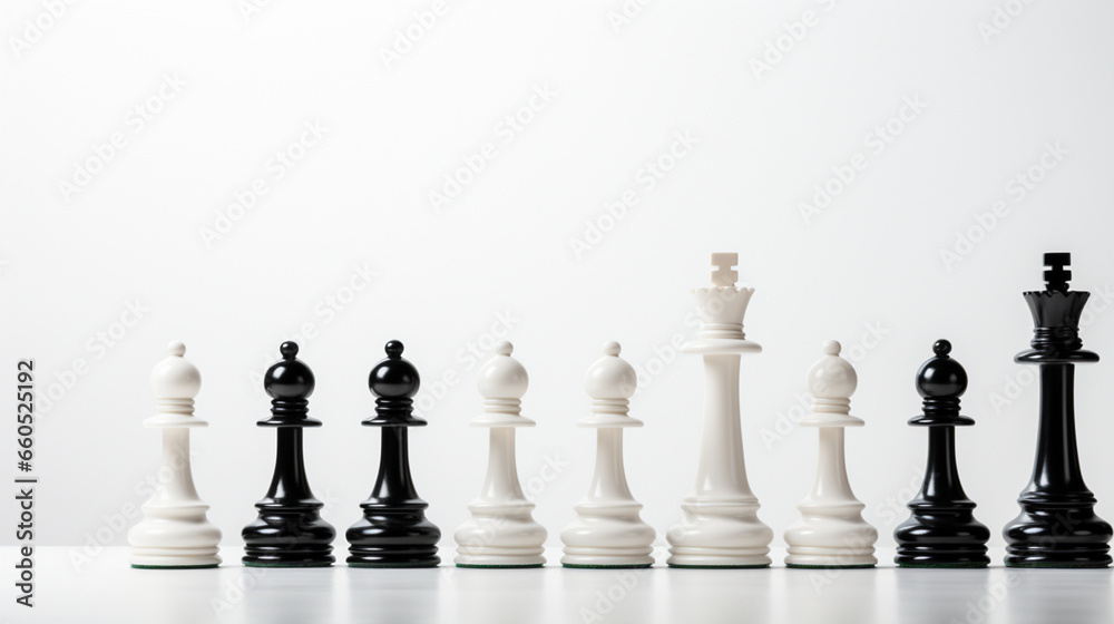 Chess pieces on chessboard, Concept for Leadership, teamwork, partnership, business strategy, decision and competition.