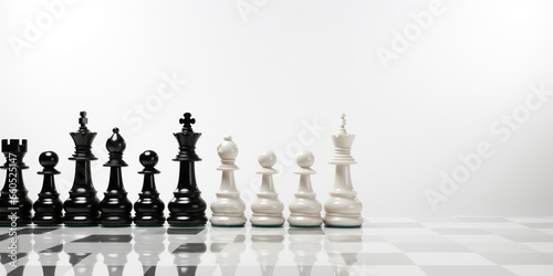 Chess pieces on chessboard, Concept for Leadership, teamwork, partnership, business strategy, decision and competition.