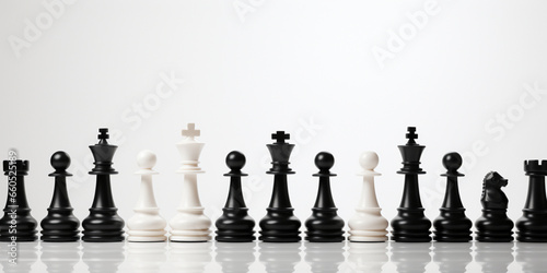 Chess pieces on chessboard  Concept for Leadership  teamwork  partnership  business strategy  decision and competition.