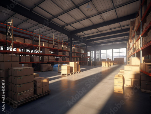 A vibrant and trendy warehouse with a touch of raw industrial aesthetic and sophistication.