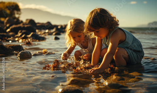 children playing on the beach shore, shore, sea, sand, summer, sunny, children playing, friendship