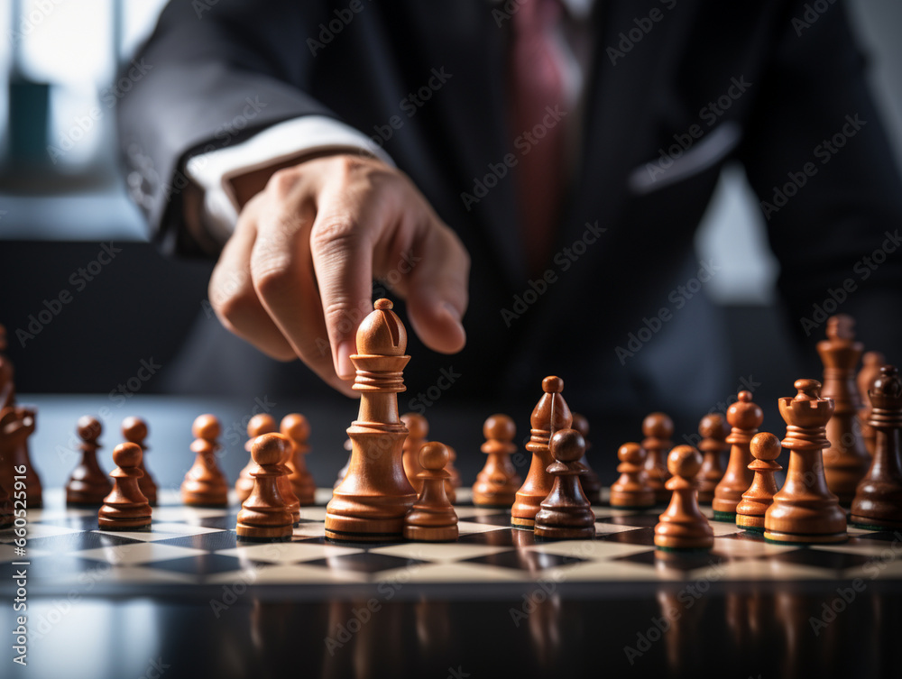 Businessman control chess game, Business strategy management Concept, development new strategy plan, leader and teamwork, planning for competition Businessman control chess game, Business strategy management Concept, development new strategy plan, leader and teamwork, planning for competition