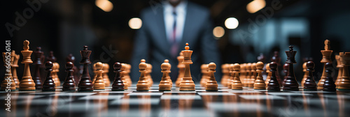Businessman control chess game  Business strategy management Concept  development new strategy plan  leader and teamwork  planning for competition
