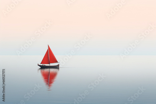 Minimalist photography of a sailboat, japanesse minimalism