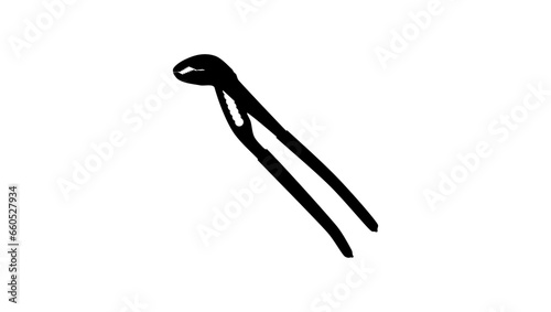 Piece Plier silhouette, black isolated vector