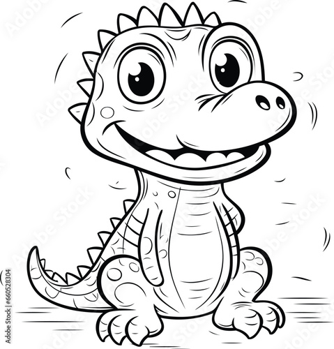 Illustration of Cute Baby Dinosaur Cartoon Character for Coloring Book © Waqar