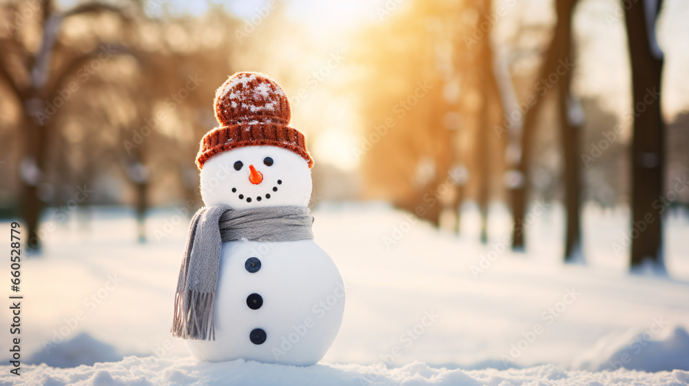 Fototapeta premium Snowman in the park.