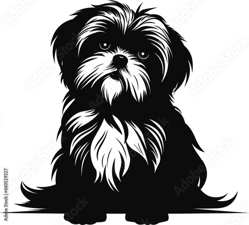 silhouette character shih tzu dog,cute logo.