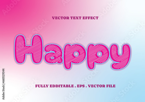 Happy text effect with pastel background