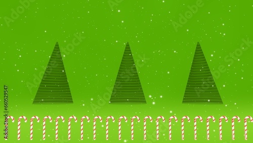 Candy cane and Christmas tree tree green background