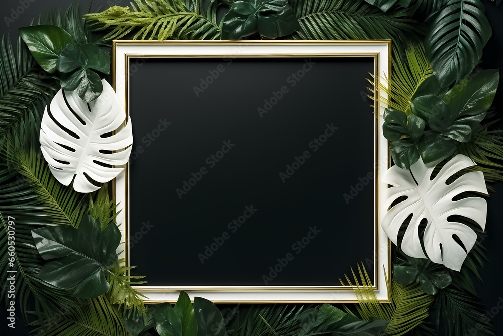 photo frames with blank space for pictures. luxury photo frame with tropical leaves and decent design