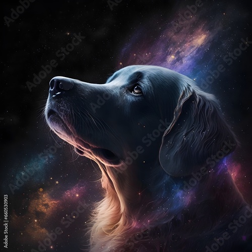 a dog in form of a galaxy 