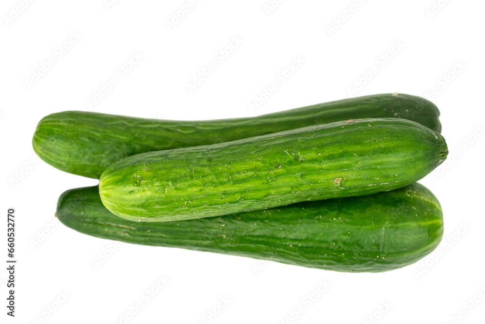 the fresh green cucumbers isolated on the white background the fresh green cucumbers isolated on the white background