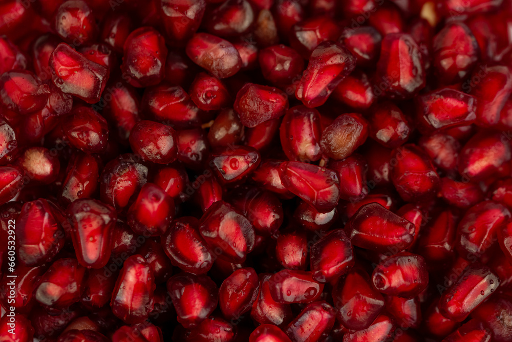 the fresh red pomegranate fruit seeds the fresh red pomegranate fruit seeds