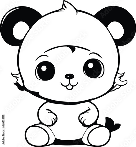 Fototapeta Naklejka Na Ścianę i Meble -  cute panda bear cartoon vector illustration graphic design vector illustration graphic design