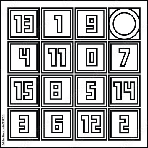 vector illustration of a game icon.the game has to be completed by arranging the numbers in sequence.