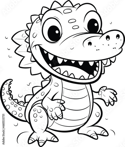 Coloring book for children. Cute crocodile. Vector illustration. © Waqar