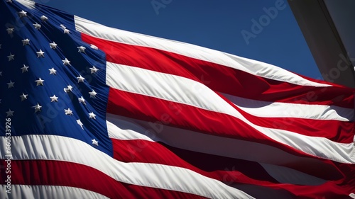 American Flag Waving in the Wind, Generative Ai ,USA flag. American flag. American flag blowing in the wind