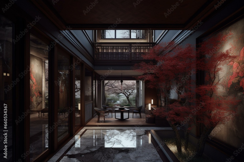 Artistic representation of a cutting-edge Chinese home. Generative AI