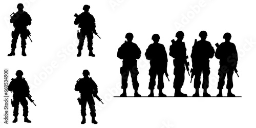 Commemorating War Veterans Soldiers with a Vector Set Collection of Army Silhouettes - Vector, Transparent Background, PNG