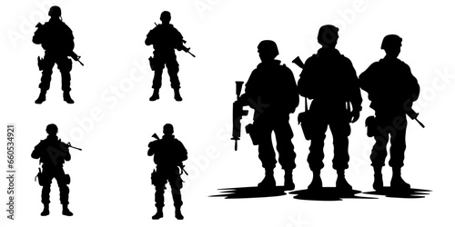 War Veterans Soldiers: A Vector Set Collection of Army Silhouettes - Vector, Transparent Background, PNG