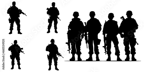 Army Silhouettes: A Vector Set Collection for War Veterans Soldiers - Vector, Transparent Background, PNG