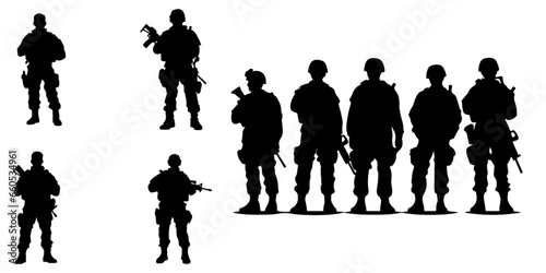 Collection of Army Silhouettes: Vector Set for War Veterans Soldiers - Vector, Transparent Background, PNG