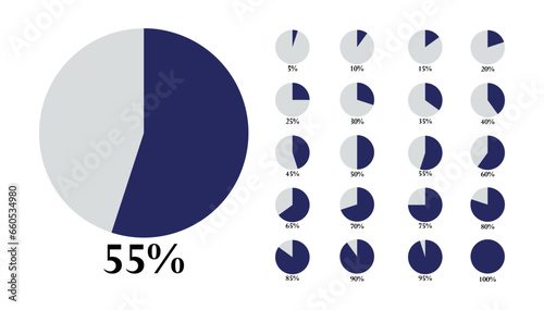 5,10,15,20,25,30,35,40,45,50,55,60,65,70,75,85,90,95,100 numbers pie chart percentage graph design, Infographic Vector 3d Pie Chart, Colorful circle percentage diagrams for infographic.