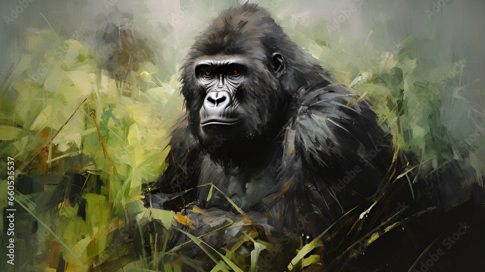Portrait of a wild gorilla | generative ai