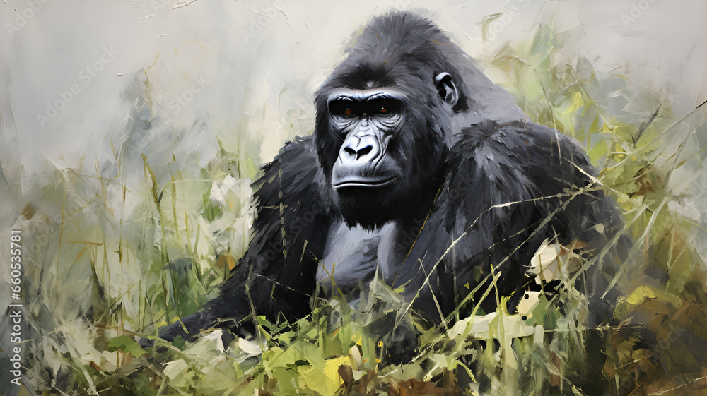Portrait of a wild gorilla | generative ai