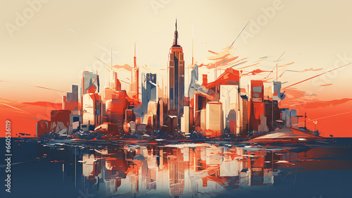 New York City stylish t-shirt and apparel abstract design, Generative AI.