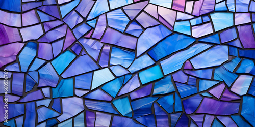 blue and purple glass, in the style of artistic fragments, colorful patchwork, naturalistic light, eroded surfaces