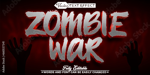 Silver Zombie War Vector Editable Text Effect Template
