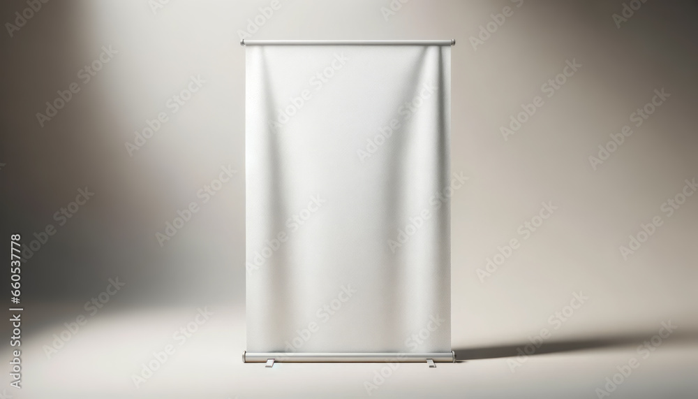front view of a single empty white banner, mockup. Generative AI front view of a single empty white banner, mockup. Generative AI