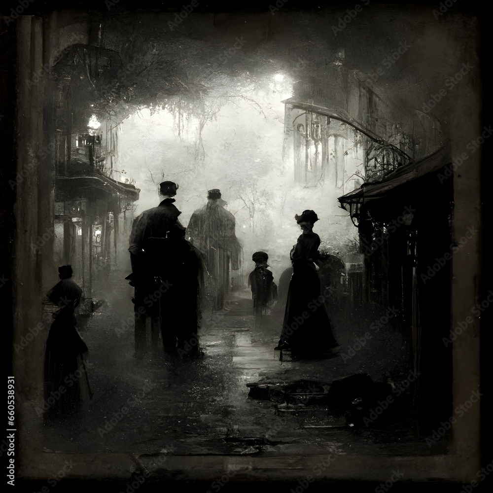 Victorian era moody art New Orleans crime scene Victorian dark 