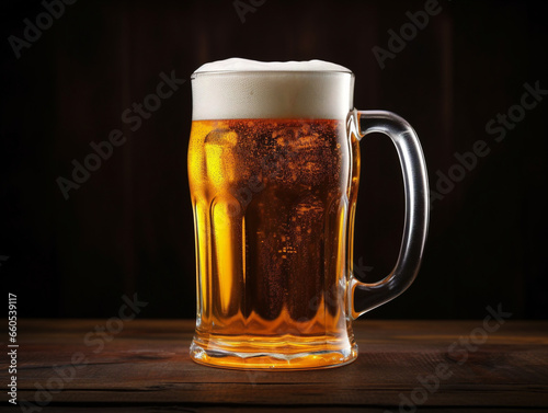 Dark background showcases a stylish, vintage 52-style raw beer mug with a rustic charm.