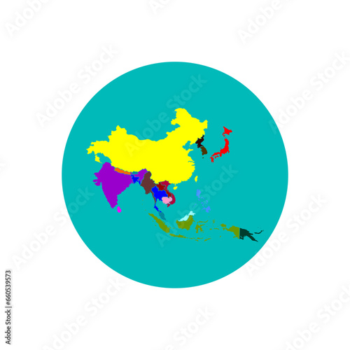 Asia vector map silhouette isolated on white background.