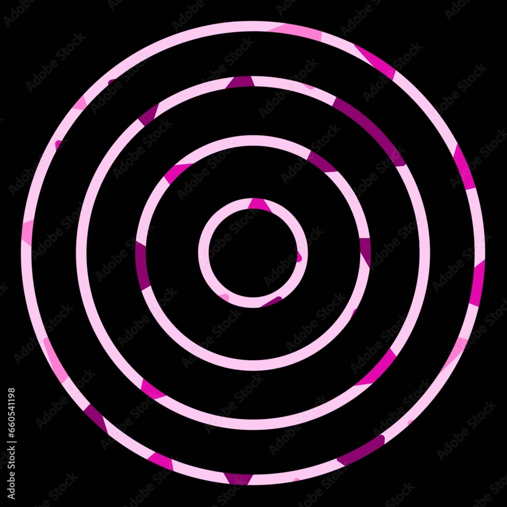Pink concentric circles design on black background