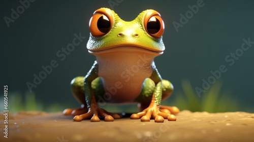 Quite cartoon frog character.Generative AI © sudipdesign