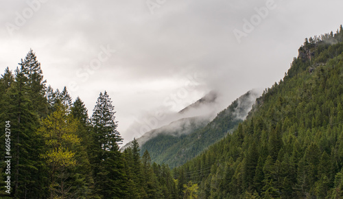 Majestic Wilderness: Cloudy Mountain Range in Gallatin National Forest photo