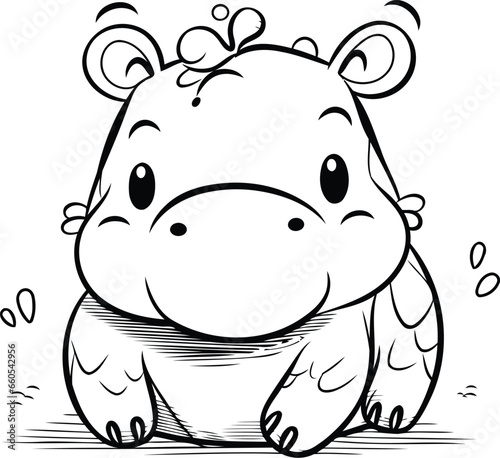 Cute hippopotamus. Vector illustration of a cartoon hippopotamus.
