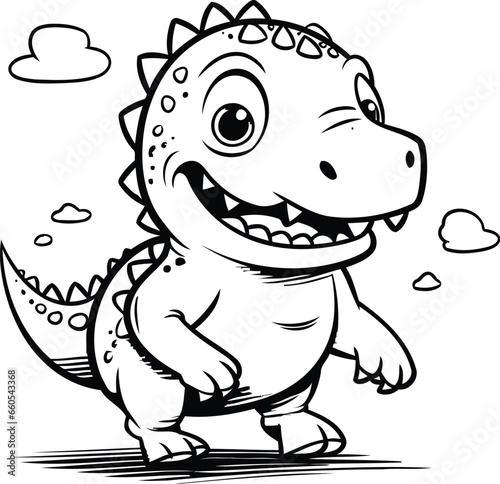 Vector illustration of Cute Dinosaur cartoon for Coloring Book or Page
