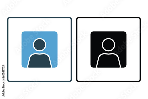 User Profile Icon. Icon related to Identity. Suitable for web site design, app, UI, user interfaces. Solid icon style. Simple vector design editable