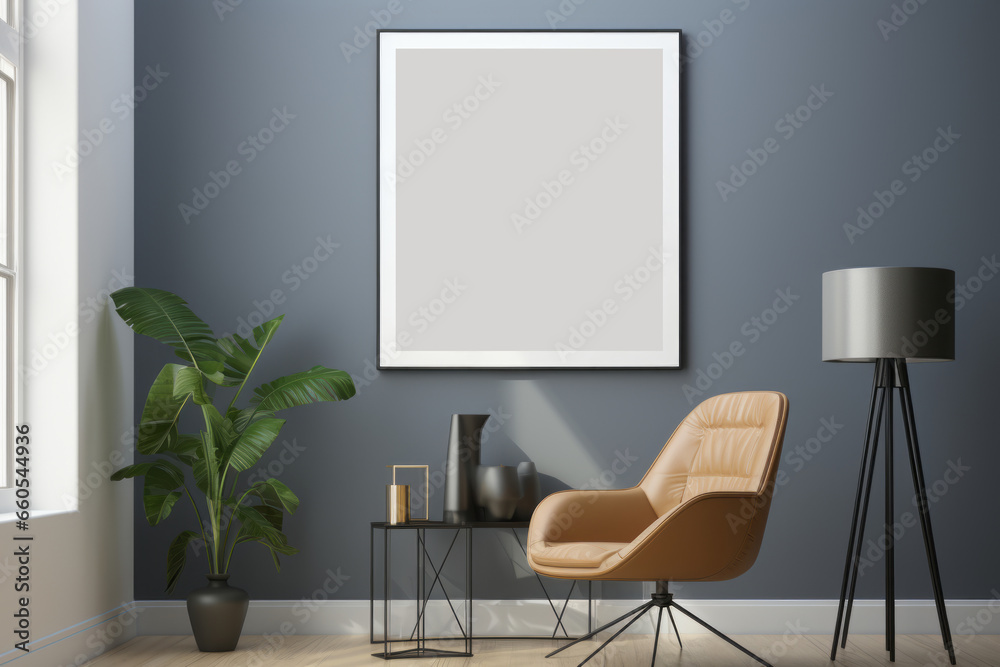 Pièce de vie avec une maquette pour poster