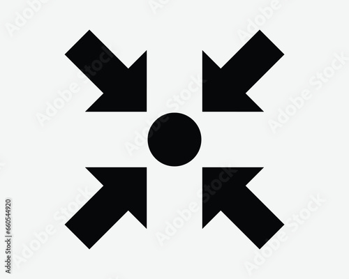 Zoom Out Arrow Icon Four 4 Point Pointer Target Aim Assembly Point Position Navigation Here Black White Shape Line Outline Sign Symbol EPS Vector photo