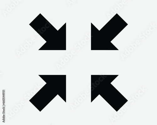 Zoom Out Icon 4 Arrows Arrow Point Pointer Gesture Aim Target Location Position Navigation In Black White Shape Line Outline Sign Symbol EPS Vector