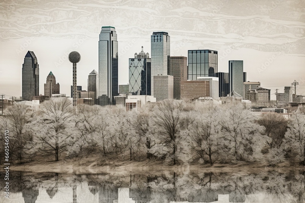 Altered Dallas skyline. Generative AI