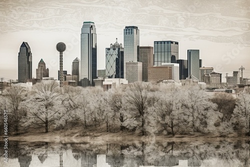 Altered Dallas skyline. Generative AI