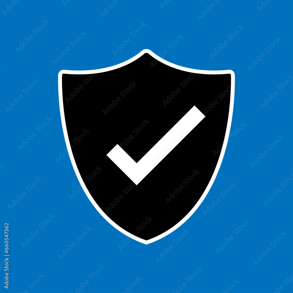 Shield with check mark icon vector. Approved and trusted product concept. Shield with check mark icon vector. Approved and trusted product concept.